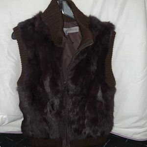 Pologeorgis brown rabbit fur vest Medium